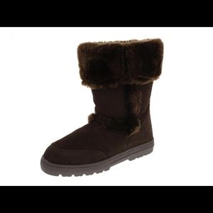 Womens Witty Fold-Over Faux Fur Mid-Calf Boots